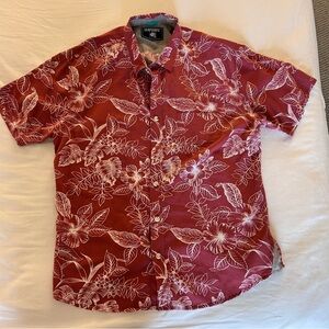Seapointe Hawaiian Red Floral Men's Casual Shirt